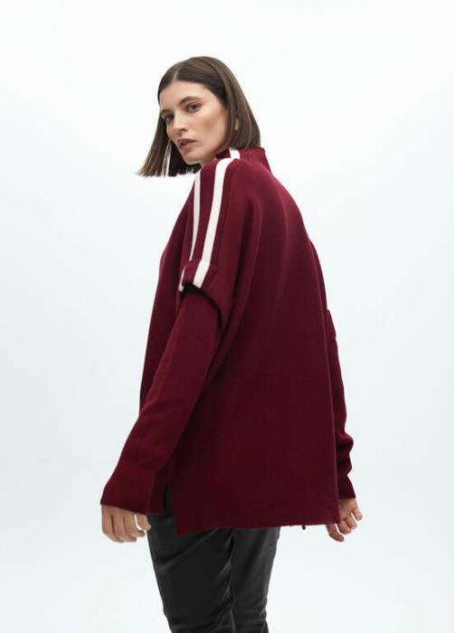 LOLA CASADEMUNT jersey oversize burdeos con vivo  crudo - 5