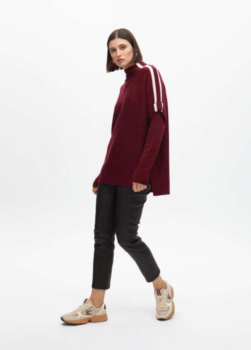 LOLA CASADEMUNT jersey oversize burdeos con vivo  crudo - 7