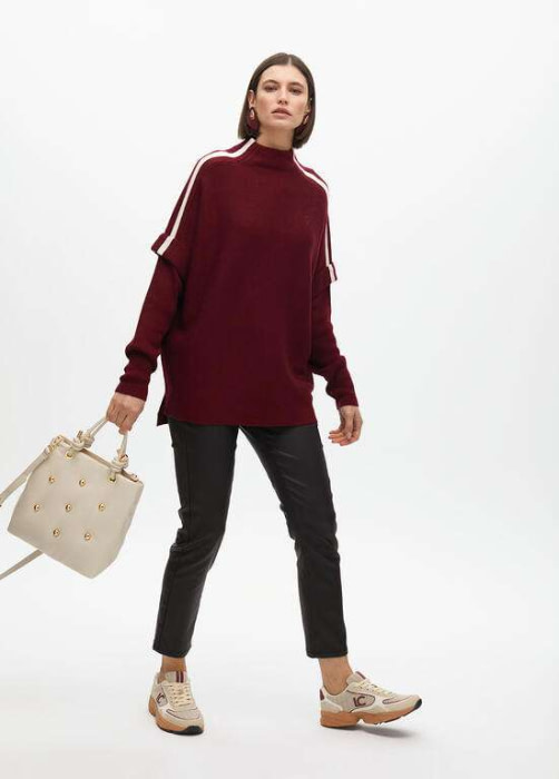 LOLA CASADEMUNT jersey oversize burdeos con vivo  crudo - 8
