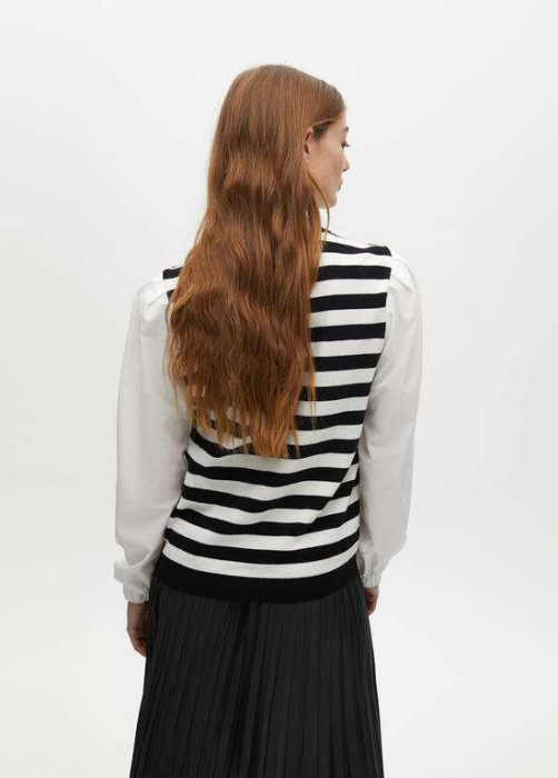LOLA CASADEMUNT jersey rayas negro y blanco con mangas de camisa - 5