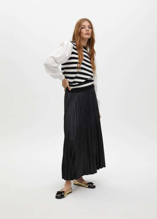 LOLA CASADEMUNT jersey rayas negro y blanco con mangas de camisa - 6
