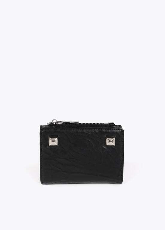LOLA CASADEMUNT monedero piel arrugada negro