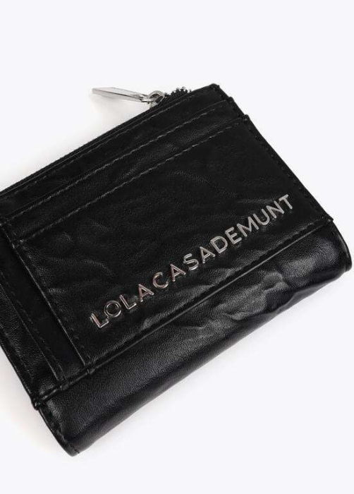 LOLA CASADEMUNT monedero piel arrugada negro - 6