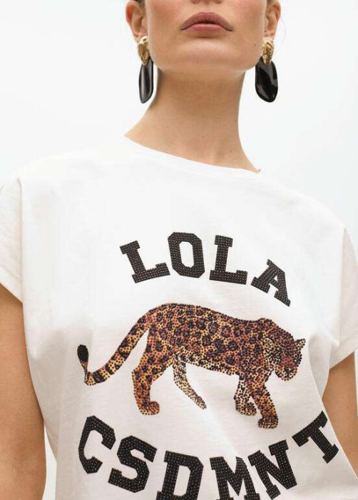 LOLA CASADEMUNT camiseta manga corta blanca con  logo - 3