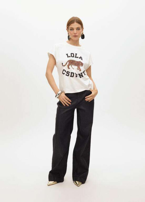 LOLA CASADEMUNT camiseta manga corta blanca con  logo - 5