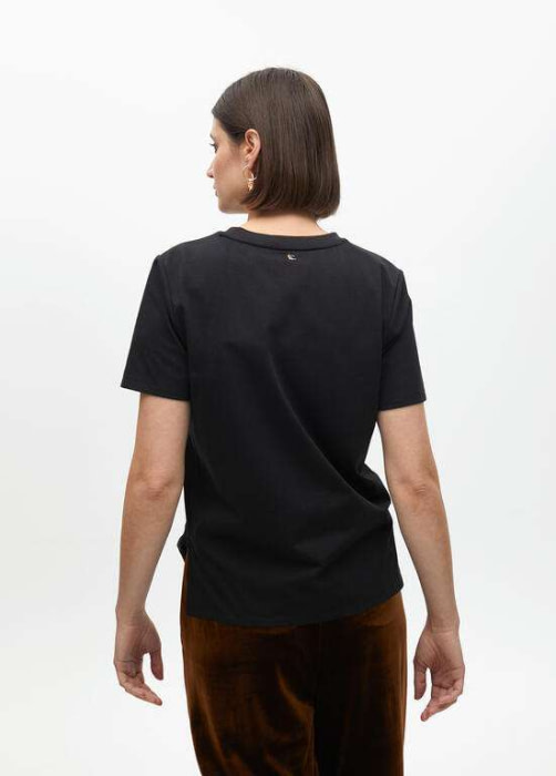 LOLA CASADEMUNT camiseta manga corta negra con  tigre en paillette - 5