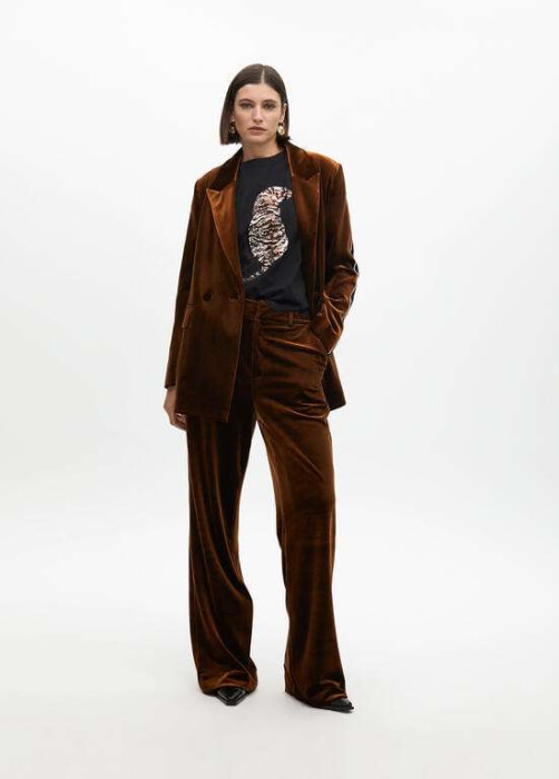 LOLA CASADEMUNT camiseta manga corta negra con  tigre en paillette - 6