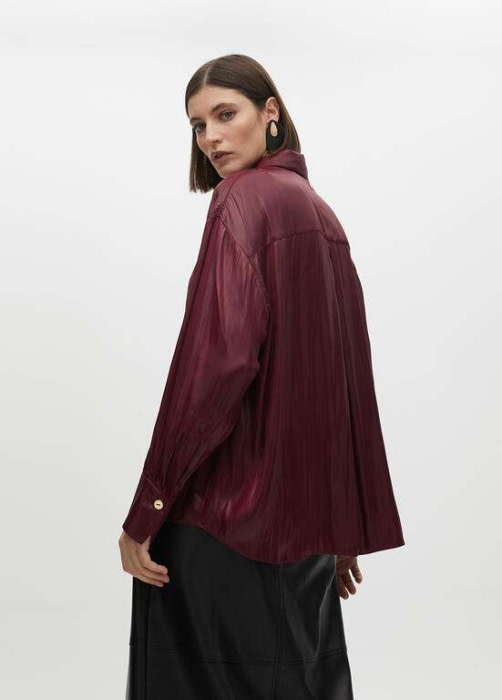 LOLA CASADEMUNT camisa plisada burdeos efecto encerado - 5