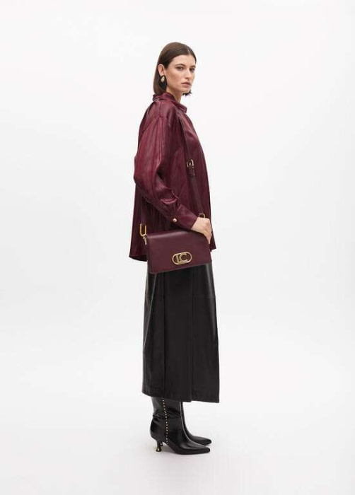 LOLA CASADEMUNT camisa plisada burdeos efecto encerado - 7