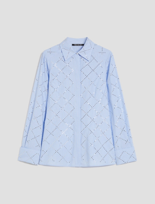 PENNYBLACK camisa raya azul y blanco con  aplicaciones - 2