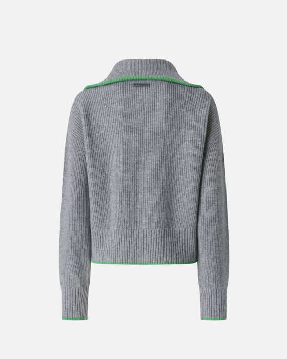 PINKO jersey con cuello  polo gris con vivo verde - 5