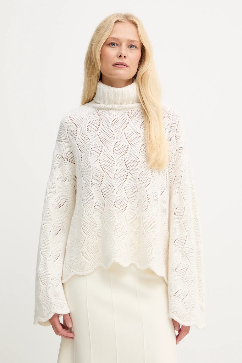 TWINSET jersey cuello alto calado color crudo