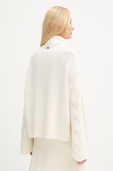 TWINSET jersey cuello alto calado color crudo - 3