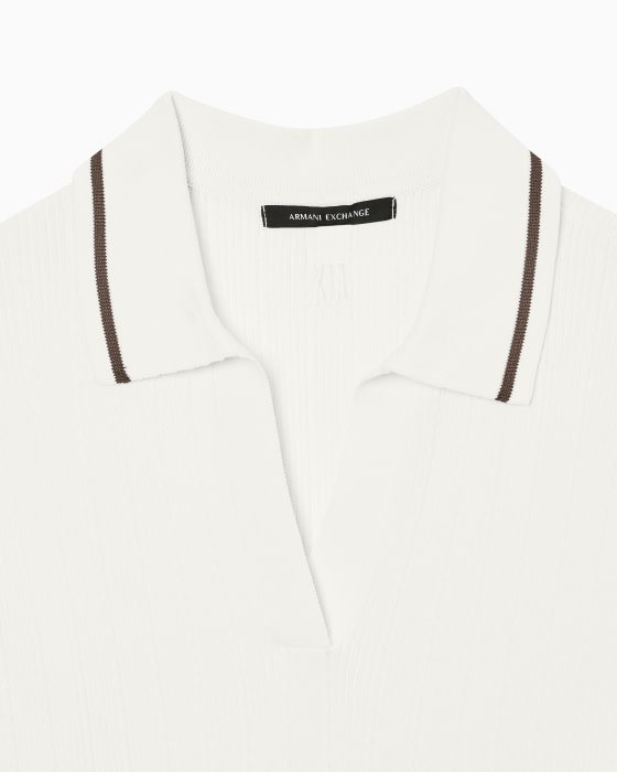 ARMANI EXCHANGE polo en canalé blanco con vivos  en marrón - 2