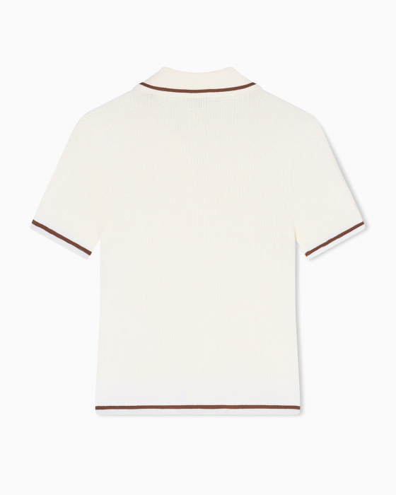 ARMANI EXCHANGE polo en canalé blanco con vivos  en marrón - 3