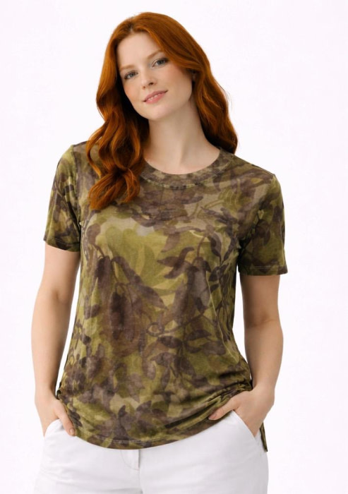 ARMANI EXCHANGE jersey estampado floral verde en manga corta - 1