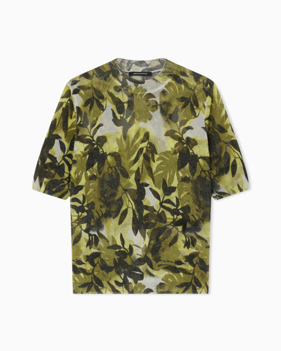 ARMANI EXCHANGE jersey estampado floral verde en manga corta - 3