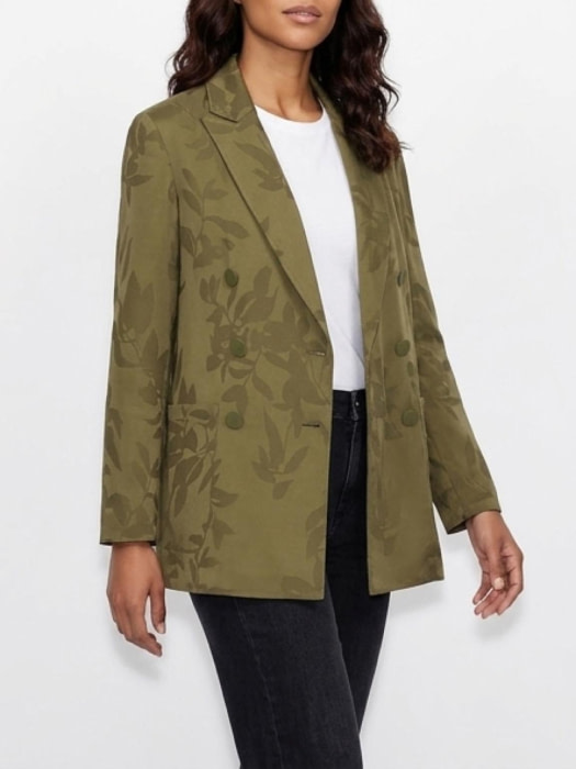 ARMANI EXCHANGE blazer endamascado hojas color  caqui - 4