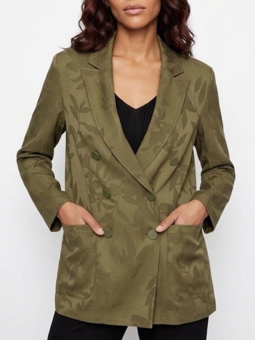 ARMANI EXCHANGE blazer endamascado hojas color  caqui - 5