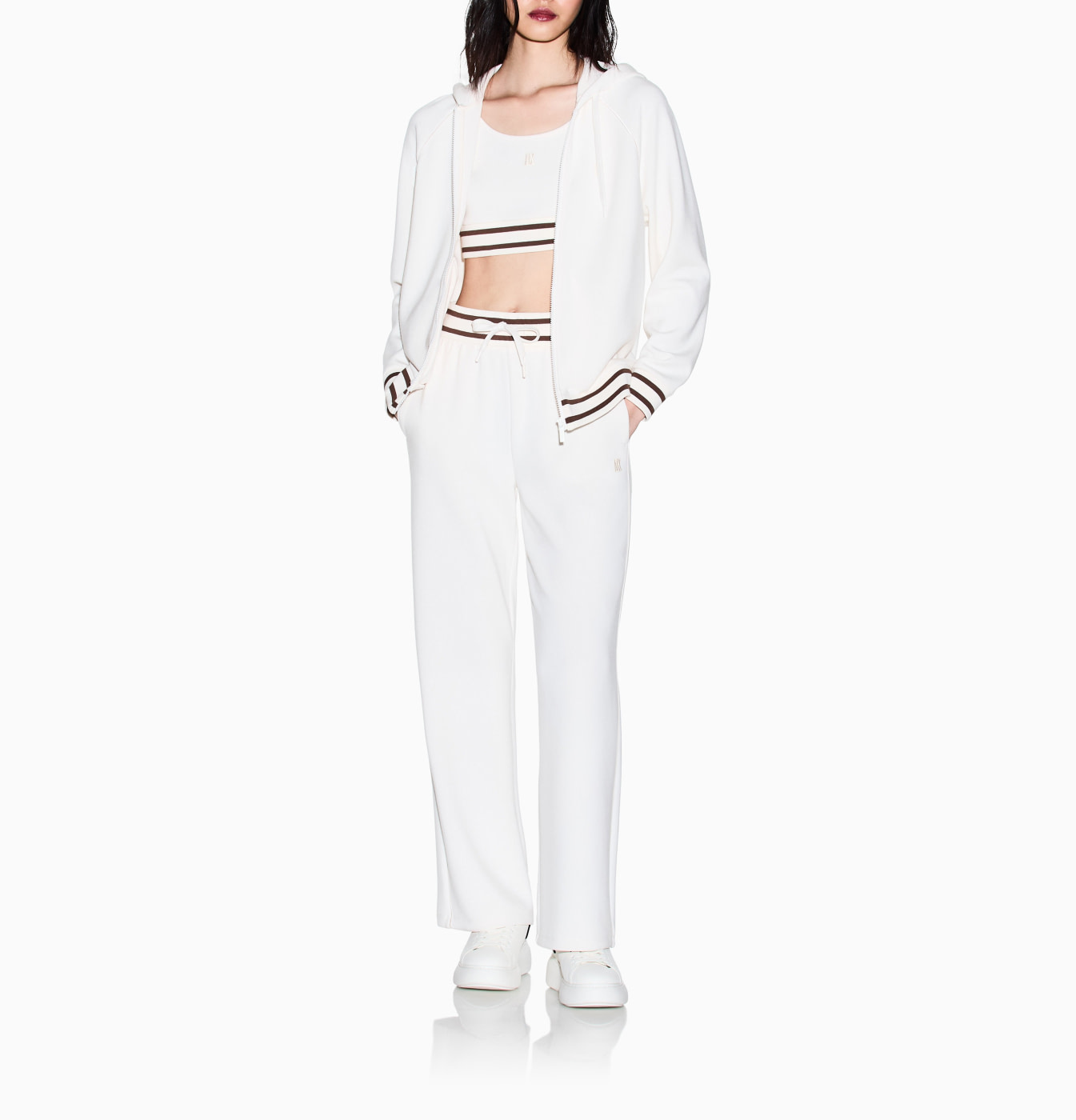 ARMANI EXCHANGE pantalón chandal blanco con  cintura en vivos