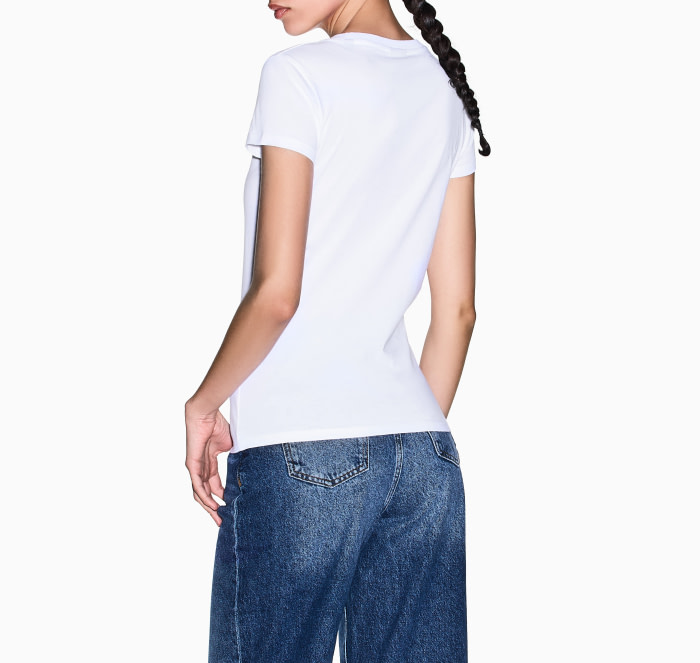 ARMANI EXCHANGE camiseta manga corta blanca con logo en strass - 4