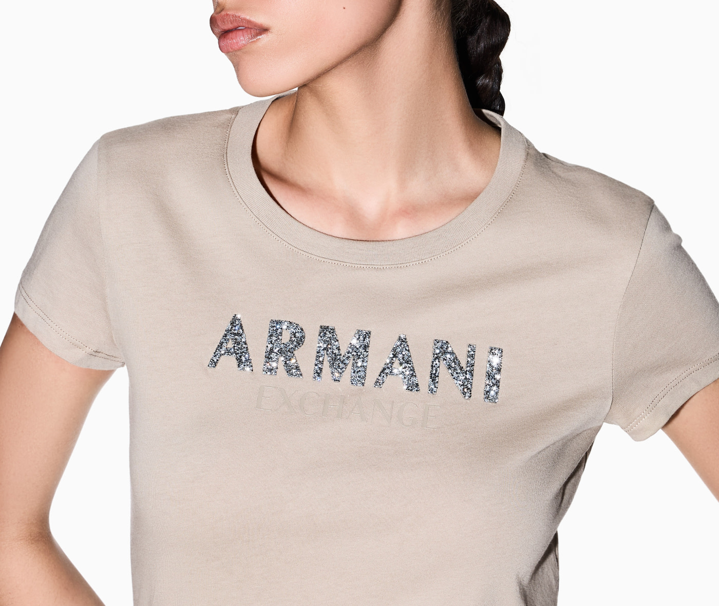 ARMANI EXCHANGE camiseta manga corta arena con logo en strass