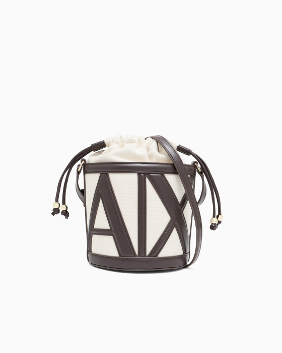 ARMANI EXCHANGE bolso pequeño canvas y piel marrón oscuro - 2