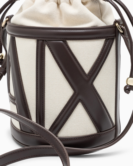 ARMANI EXCHANGE bolso pequeño canvas y piel marrón oscuro - 3