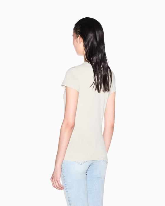 ARMANI EXCHANGE camiseta manga corta con escote pico beige - 3