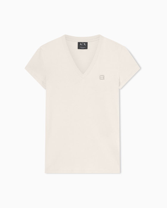 ARMANI EXCHANGE camiseta manga corta con escote pico beige - 5