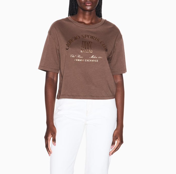 ARMANI EXCHANGE camiseta amplia marrón con logo - 2