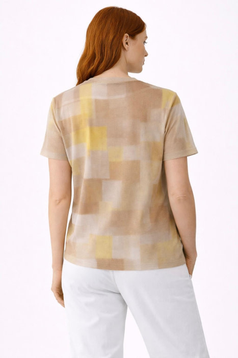 ARMANI EXCHANGE camiseta combinada beige con  estampado marrón y amarillo - 3