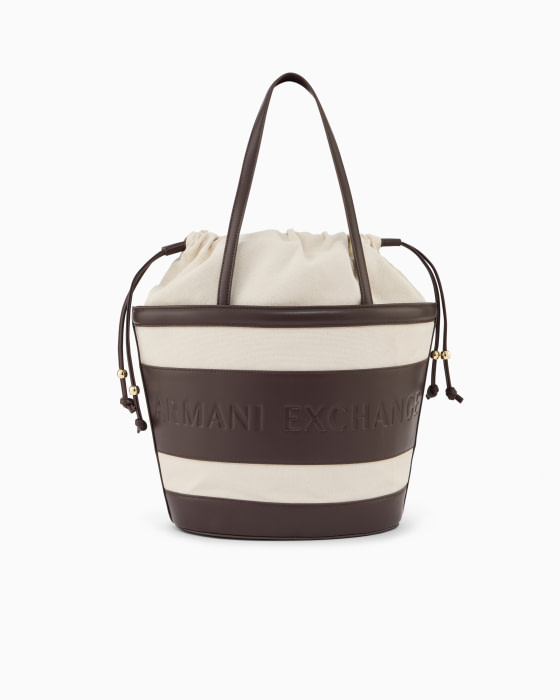 ARMANI EXCHANGE bolso canvas y piel color marrón  oscuro - 4