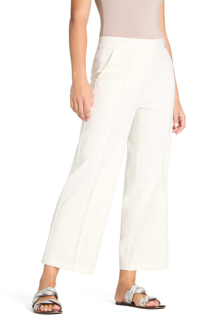CAMBIO pantalón capri, ancho con cintura elástica color beige