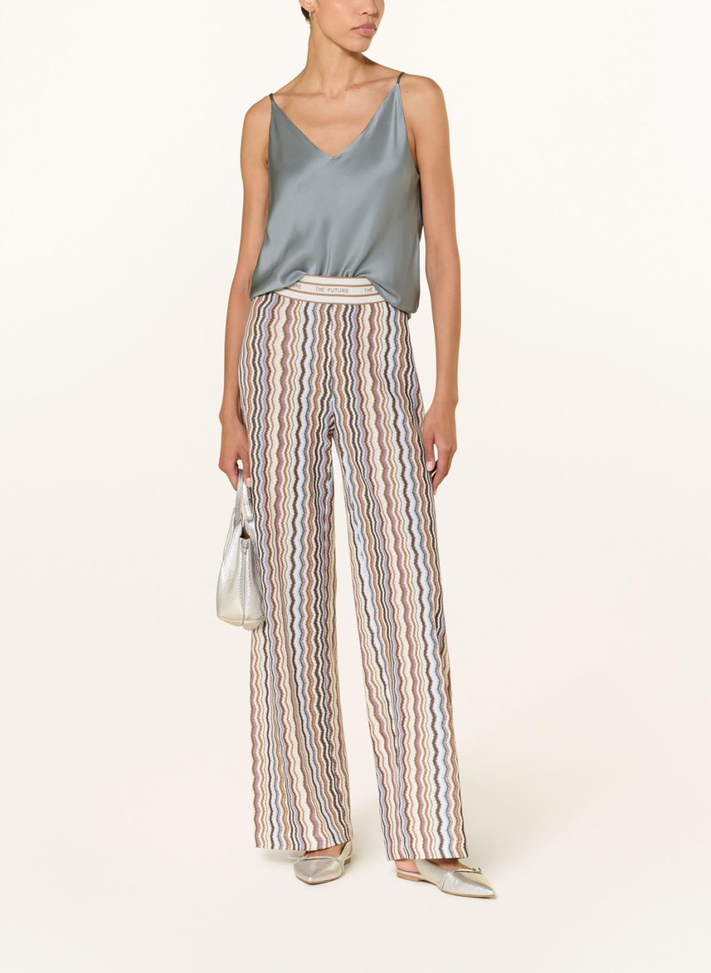 CAMBIO pantalón estampado Missoni rayas onduladas multicolor