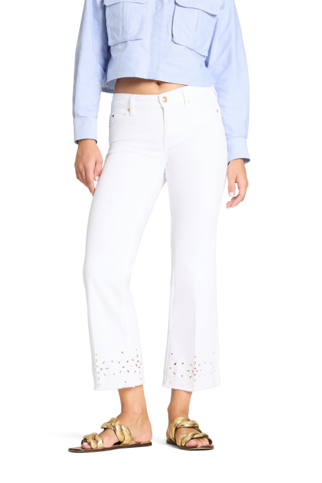 CAMBIO pantalón color blanco con bajos bordados