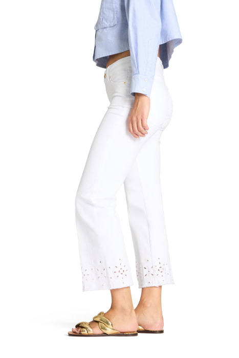 CAMBIO pantalón color blanco con bajos bordados - 3