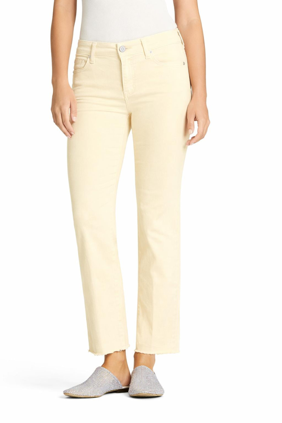 CAMBIO pantalón con bajos deshilachados color amarillo