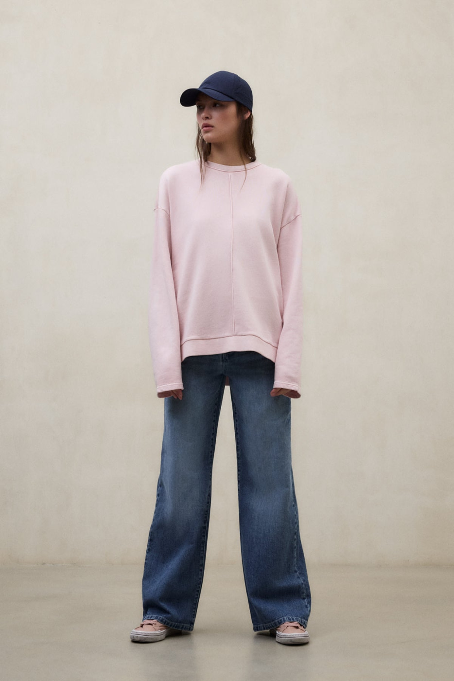 ECOALF sudadera con nervio central color rosa