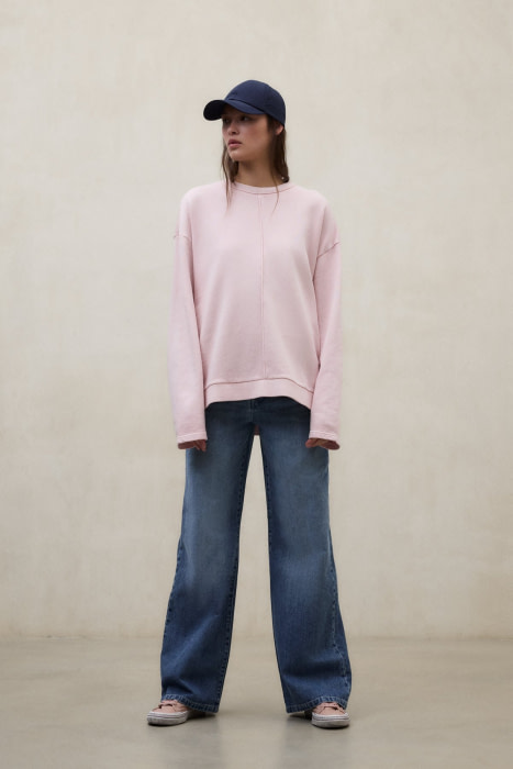 ECOALF sudadera con nervio central color rosa