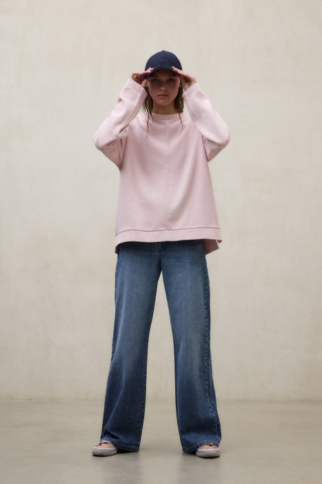 ECOALF sudadera con nervio central color rosa - 2