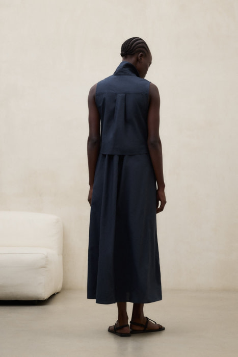 ECOALF vestido largo en popelín color azul marino - 4