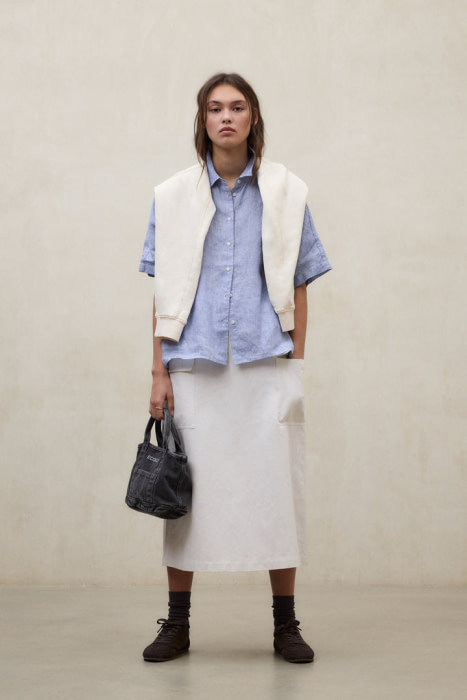 ECOALF camisa m/c lino en rayas color azul/blanco - 1