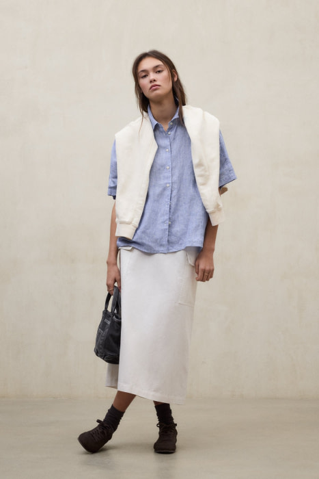 ECOALF camisa m/c lino en rayas color azul/blanco - 3