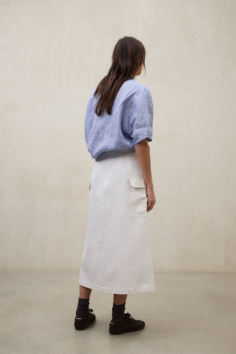 ECOALF camisa m/c lino en rayas color azul/blanco - 5