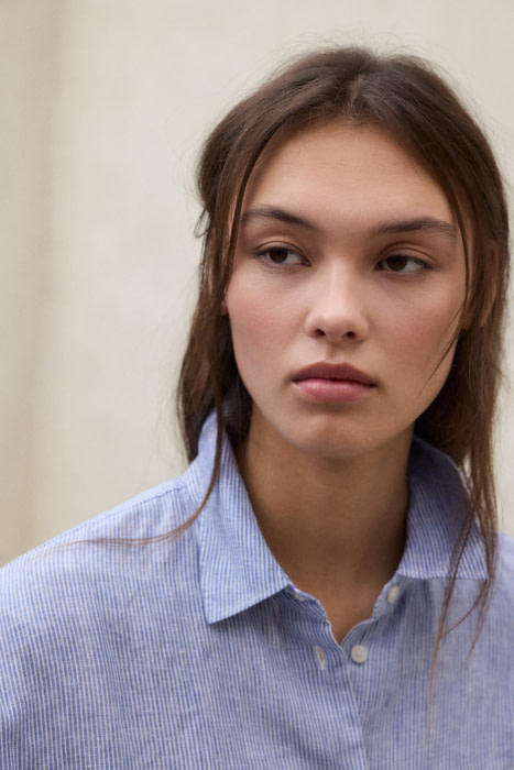 ECOALF camisa m/c lino en rayas color azul/blanco - 6