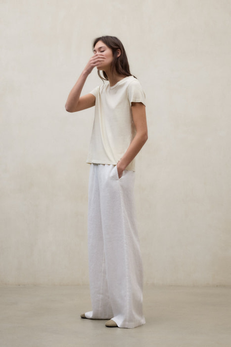 ECOALF pantalón ancho en lino color blanco - 4