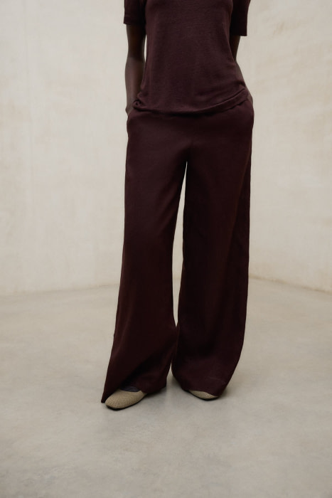 ECOALF pantalón ancho en lino color marrón - 2