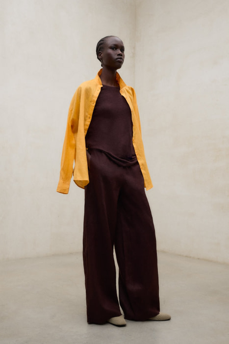 ECOALF pantalón ancho en lino color marrón - 4