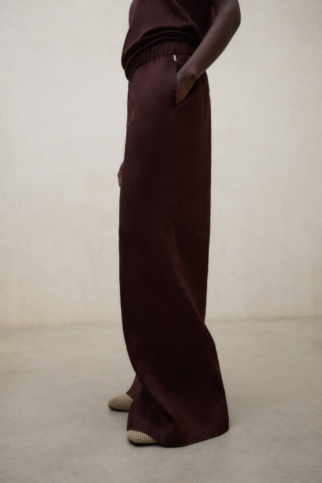 ECOALF pantalón ancho en lino color marrón - 5